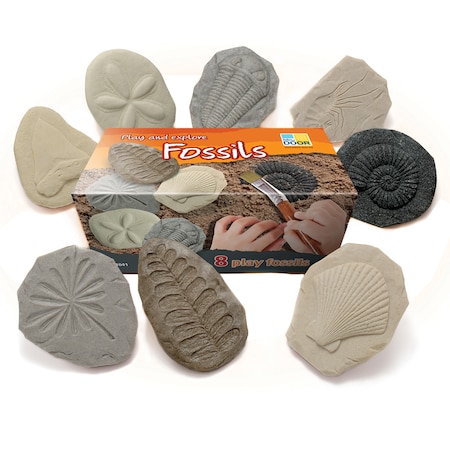 Yellow Door Let?s Investigate Fossils for Kids; Science Kit, Toddler Toys for Ages 2 Years & Older; Includes Shark Tooth, Wax Rubbing for Clay Imprint; 8-Piece Fossil Set